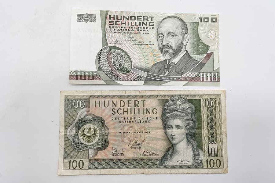 Banknote 100 Schilling 1969 & 1984 Österreich